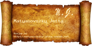 Matyasovszky Jetta névjegykártya